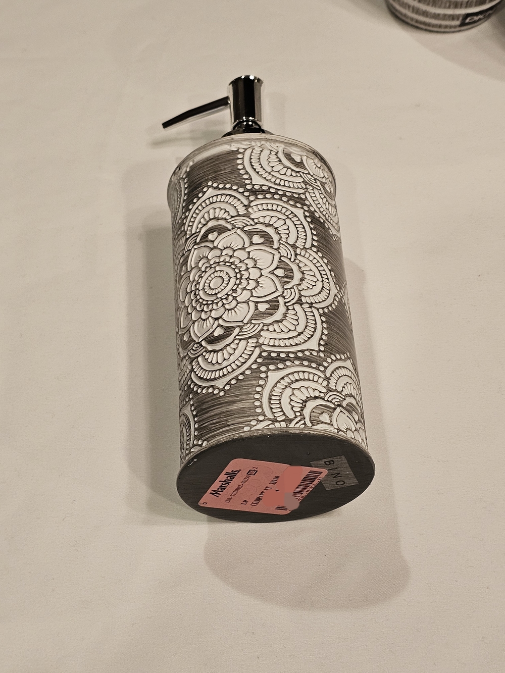 BINO Decorative Gray & White Floral Soap Dispenser